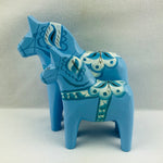 Traditional Baby Blue wooden Dala horse
