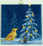6" Ceramic Tile, Eva Melhuish, Golden at Christmas Tree