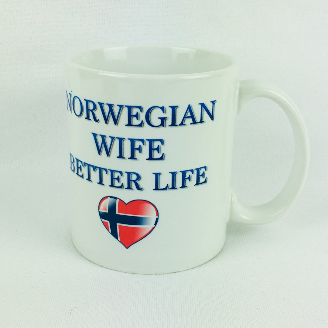 Norwegian Wife, Better life w/ flag heart coffee mug