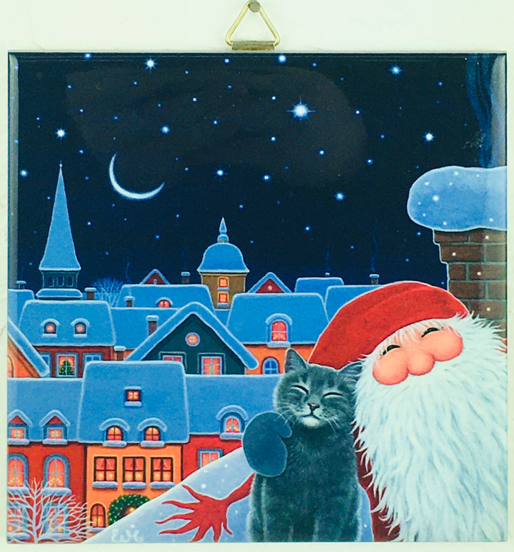 6" Ceramic Tile, Eva Melhuish Tomte & Cat Selfie