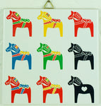 6" Ceramic Tile, Multi Color Dala Horses
