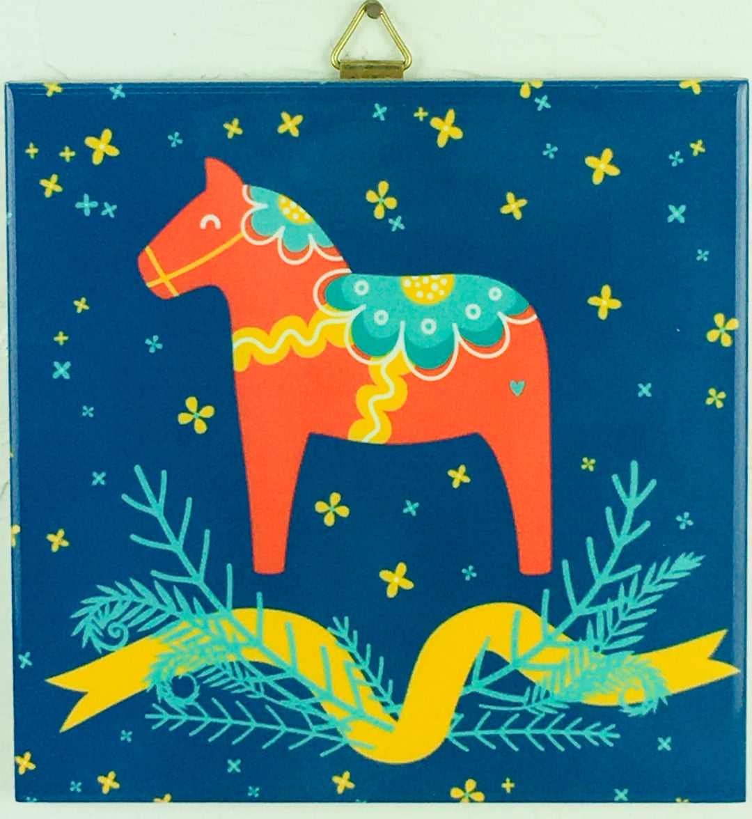 6" Ceramic tile, Dala Horse