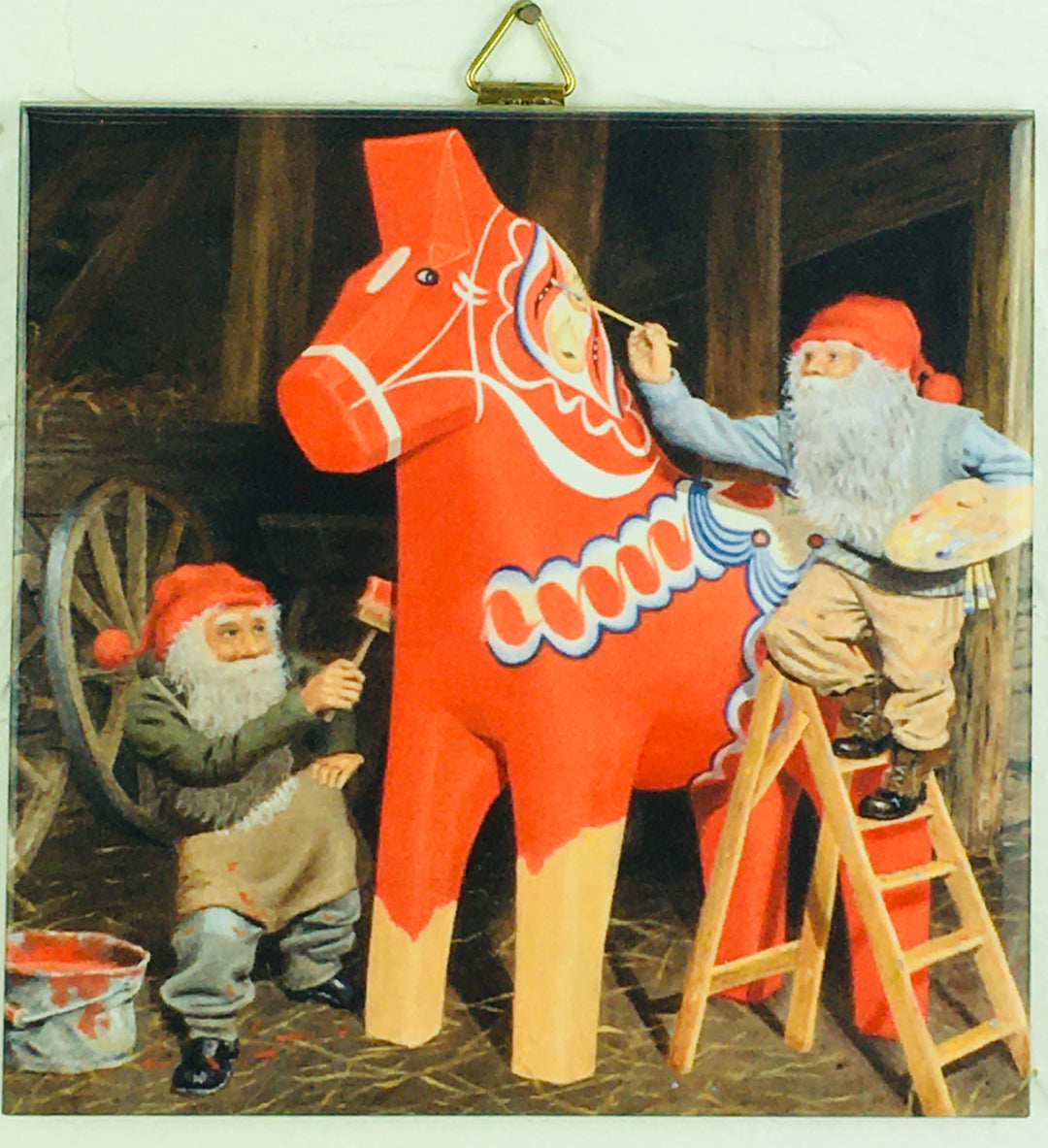 6" Ceramic Tile, Jan Begerlind Painting Dala horse