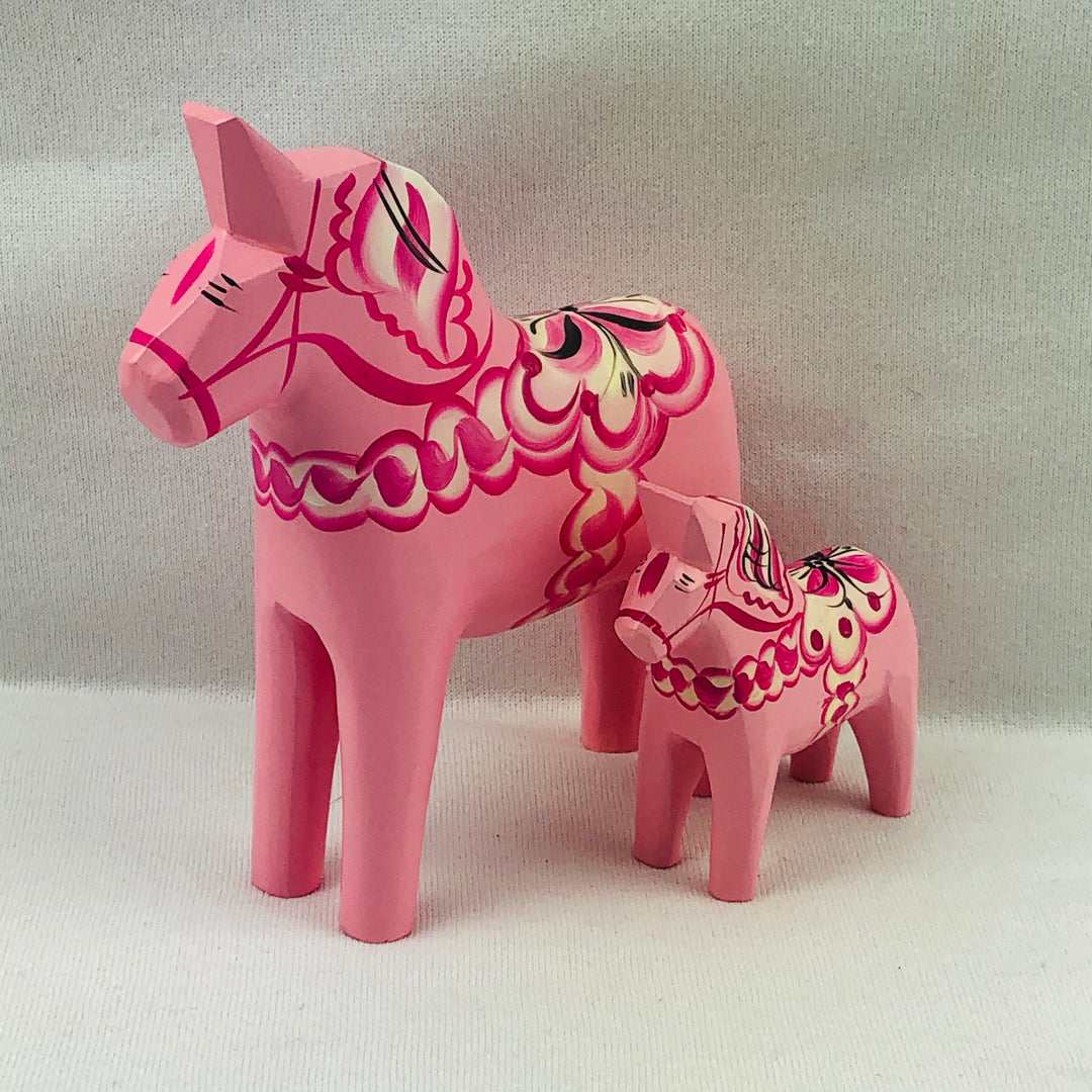 Traditional Baby Pink wooden Dala horse