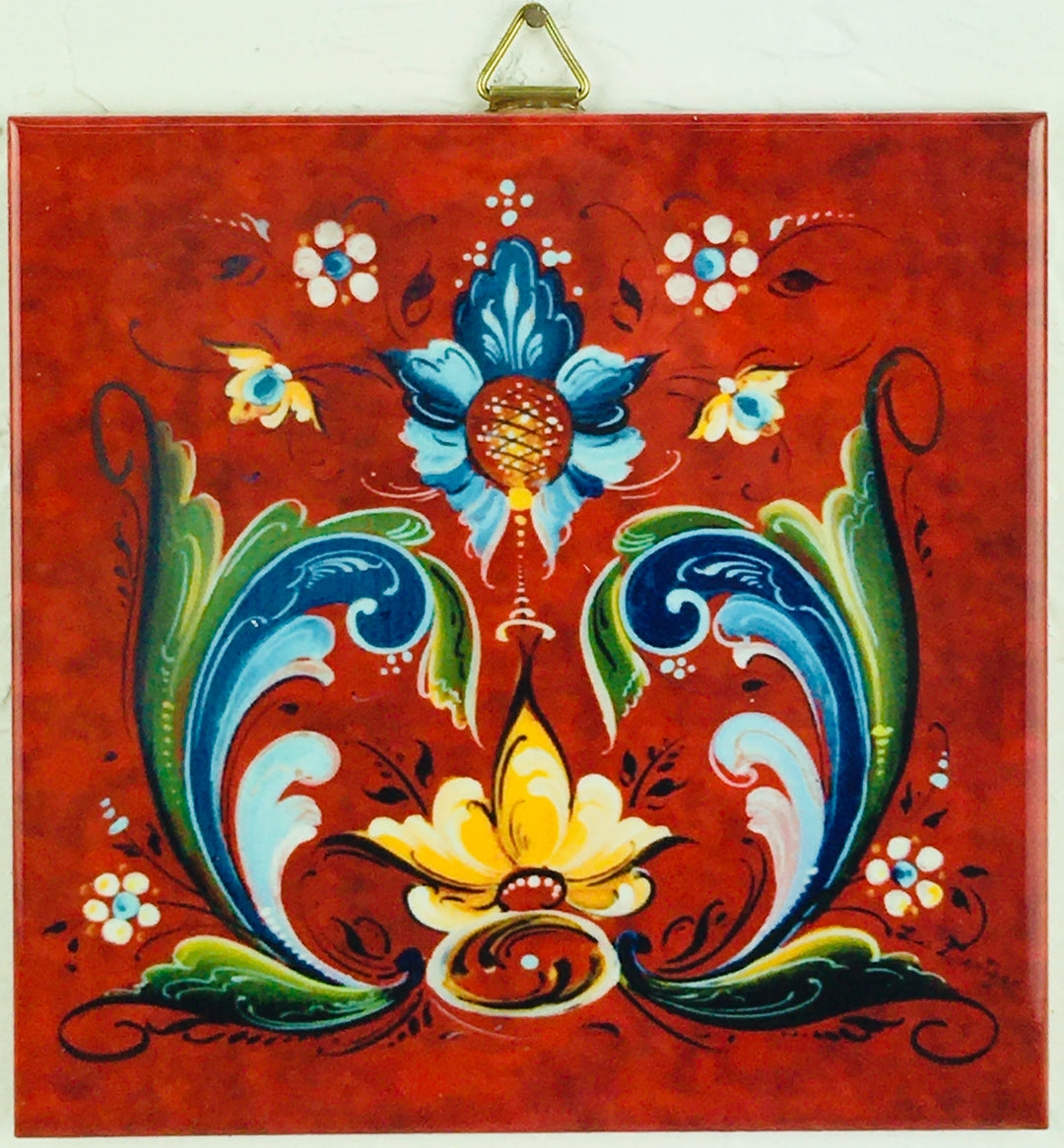 6" Ceramic Tile, Lise Lorentzen Rosemaling