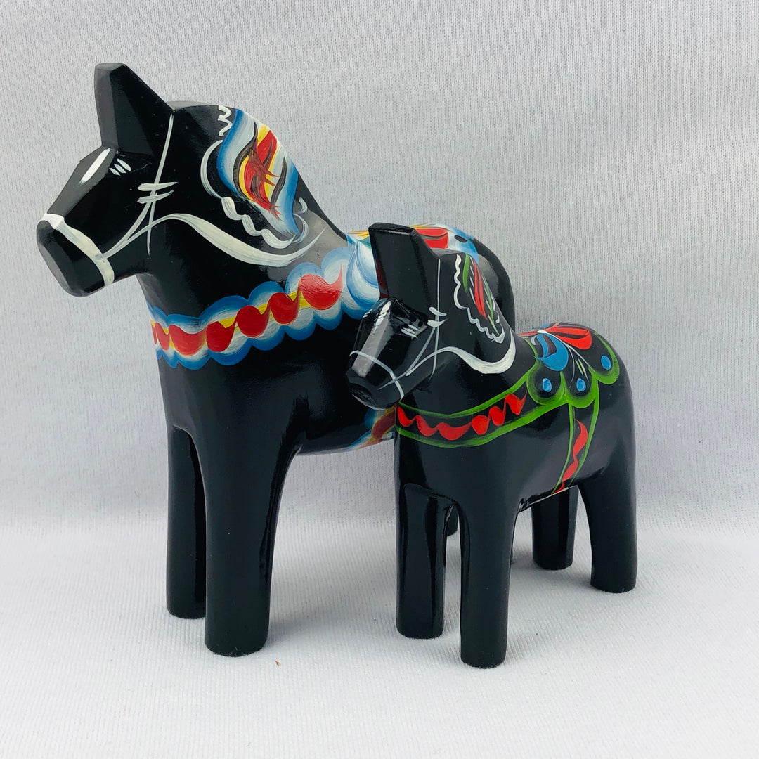 Traditional Black wooden Dala horse