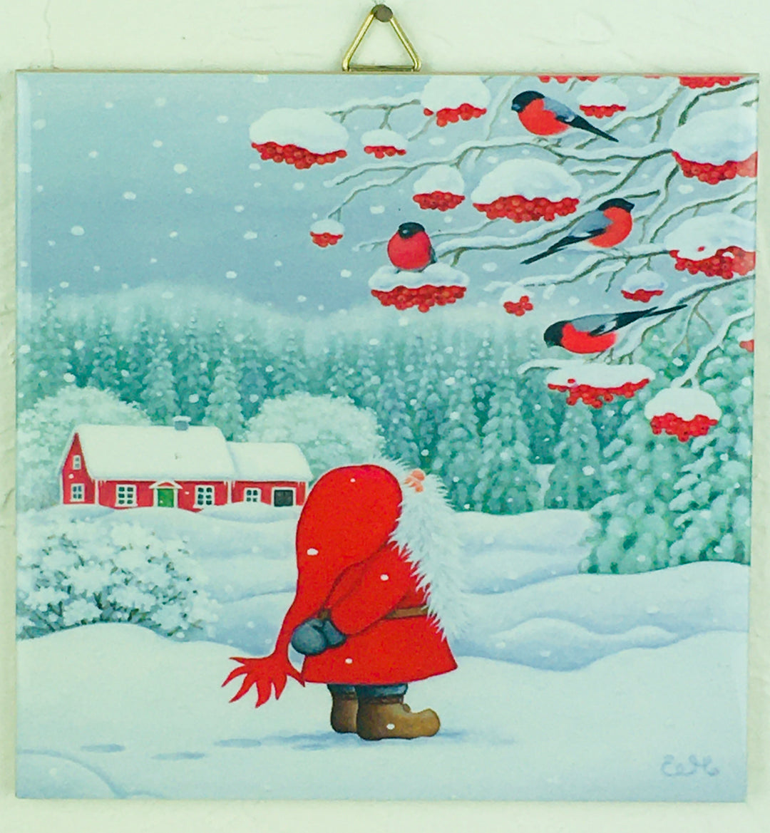 6" Ceramic Tile, Eva Melhuish Tomte Watching Birds