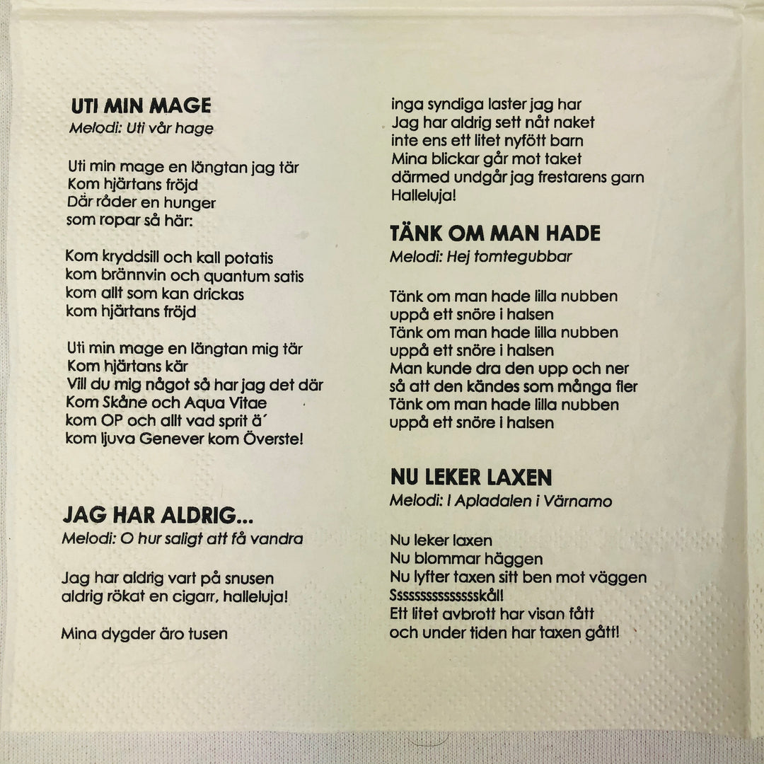 Swedish Drinking songs paper napkins