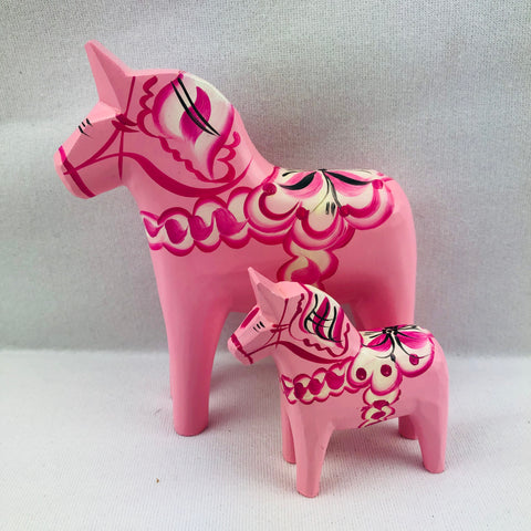 Traditional Baby Pink wooden Dala horse