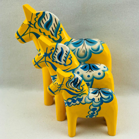 Traditional Yellow "Sweden" wooden Dala horse