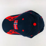 Norway flag navy baseball cap with red flames