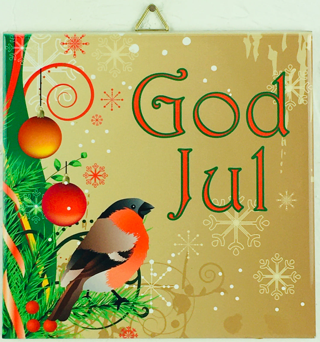 6" Ceramic Tile, God Jul Bullfinch