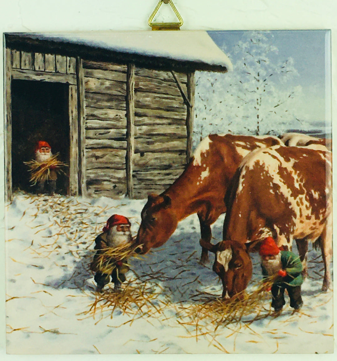 6" Ceramic Tile, Jan Bergerlind Feeding Cows