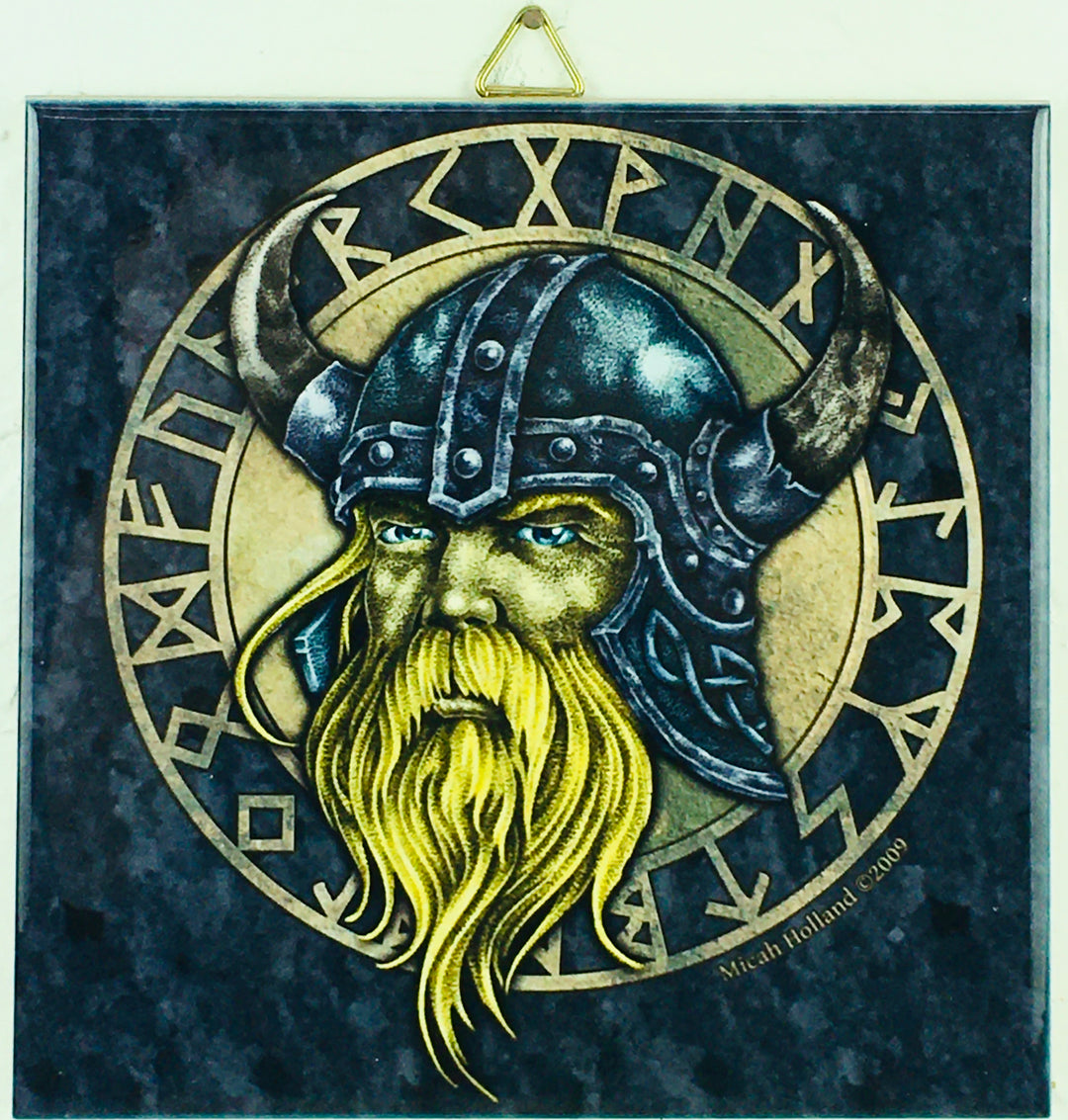 6" Ceramic tile, Micah Holland Viking w/Runes