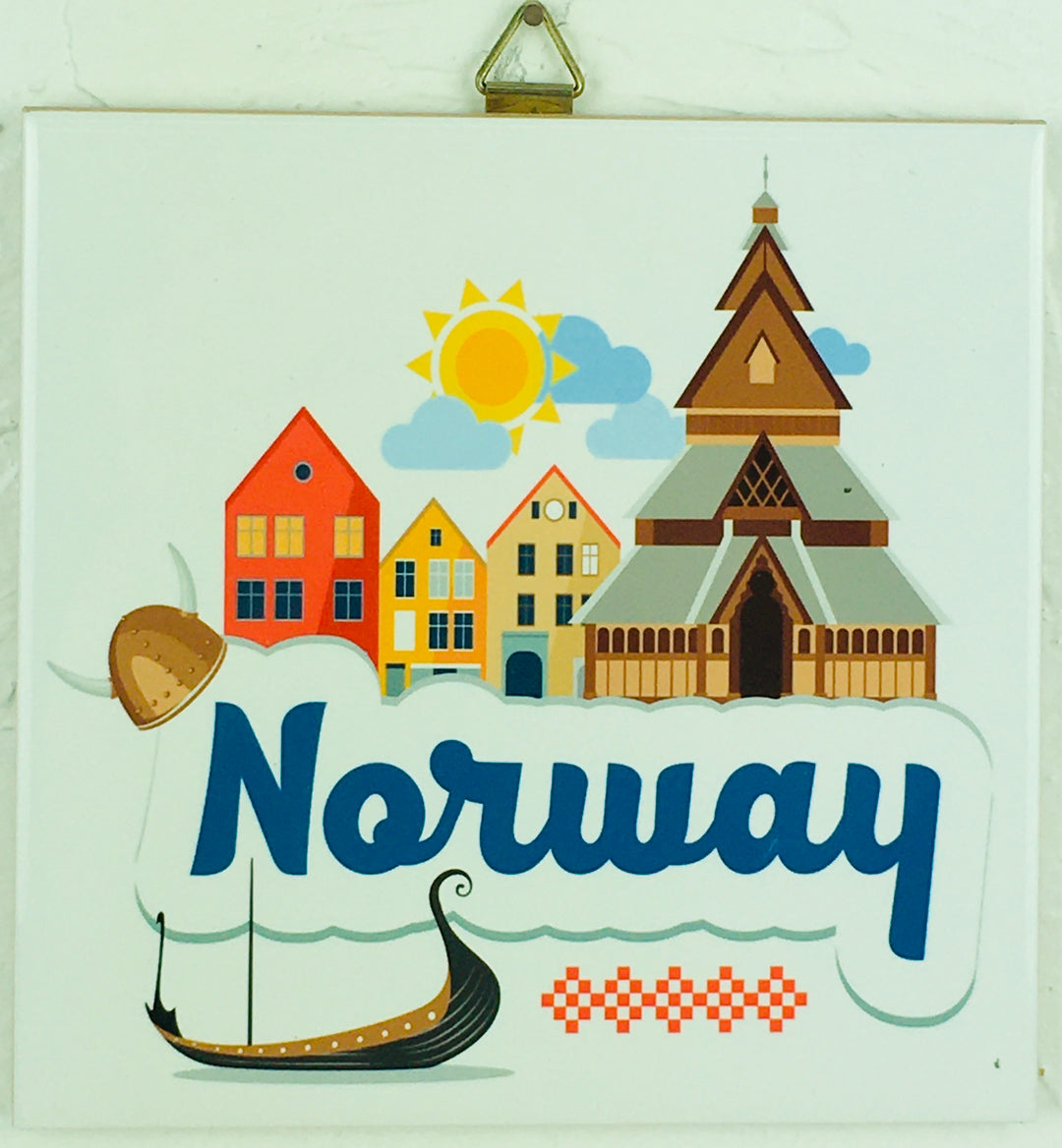 6" Ceramic Tile, Norway Church and ship