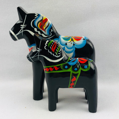 Traditional Black wooden Dala horse
