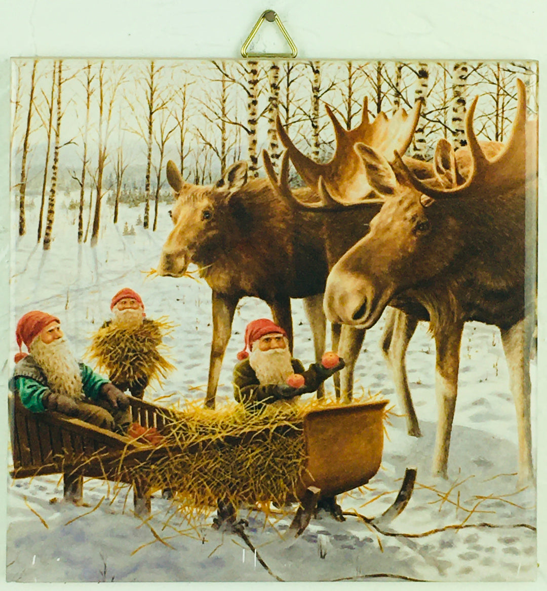 6" Ceramic Tile, Jan Bergerlind Moose & Sled