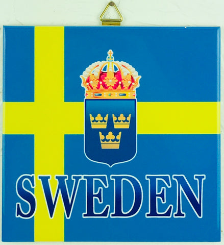6" Ceramic Tile, Sweden Flag & Crest