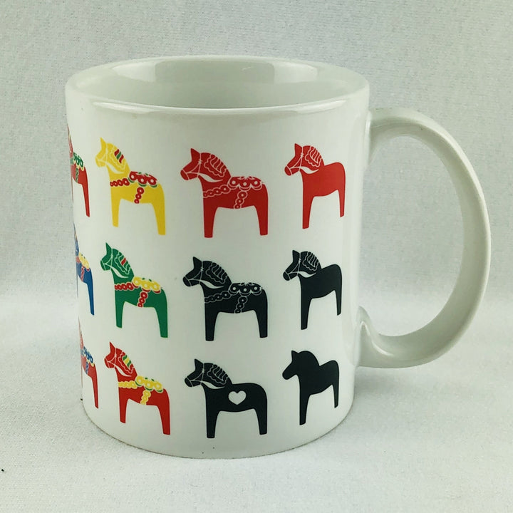 Multi color Dala horses coffee mug