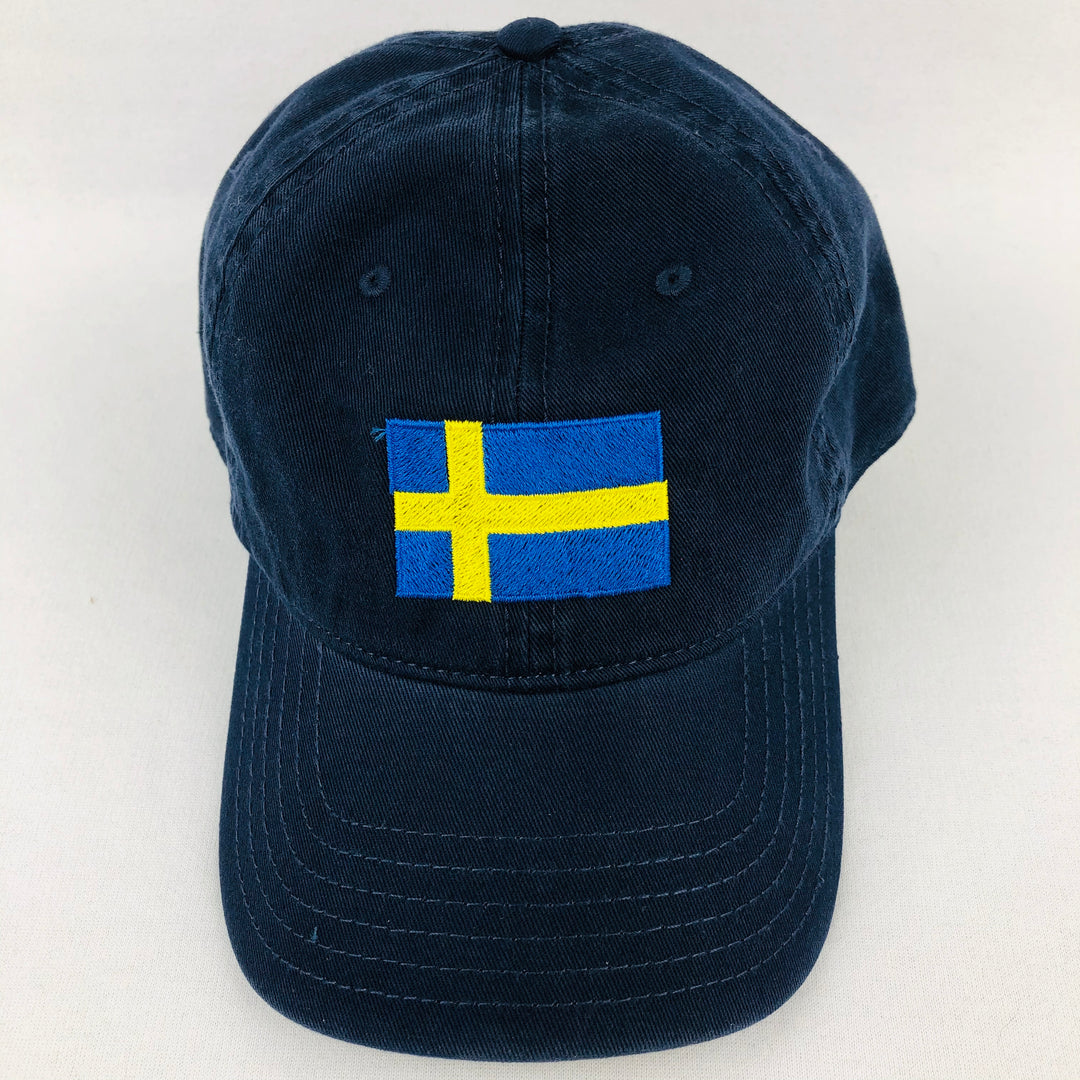 Sweden flag embroidered navy baseball cap