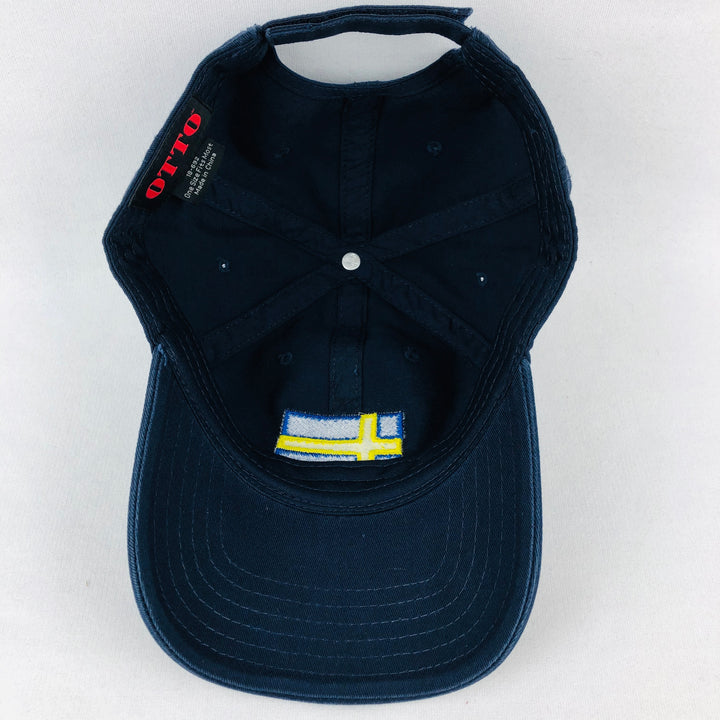 Sweden flag embroidered navy baseball cap