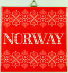 6" Ceramic Tile, Red Hearts with Norway