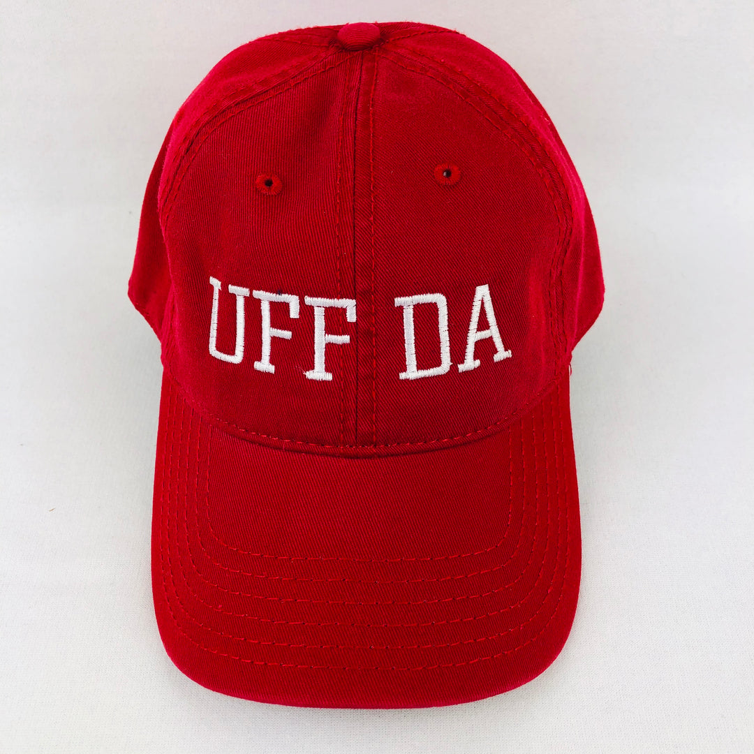 Uff Da red baseball cap