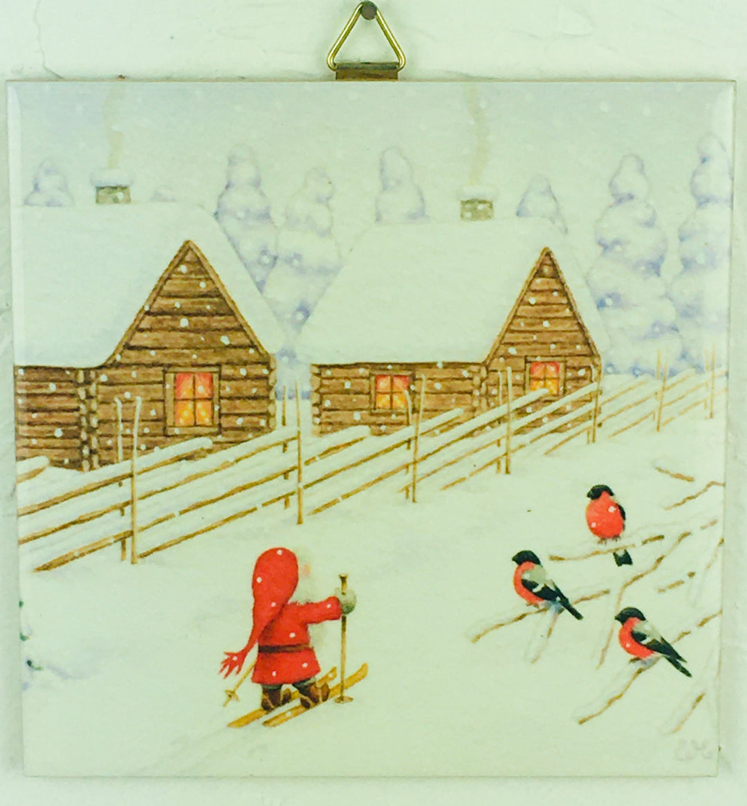 6" Ceramic Tile, Eva Melhuish Tomte on Skiis