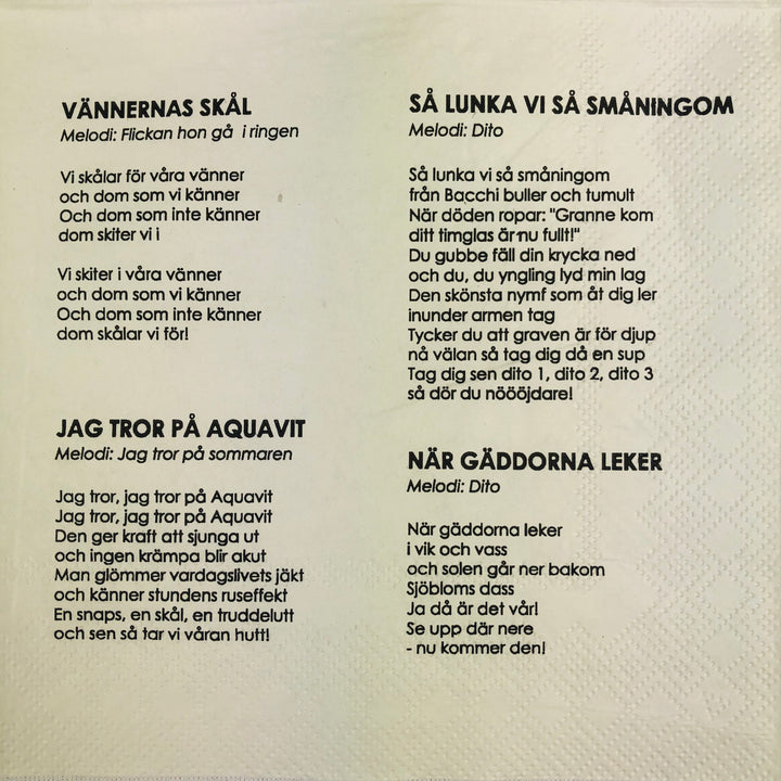 Swedish Drinking songs paper napkins