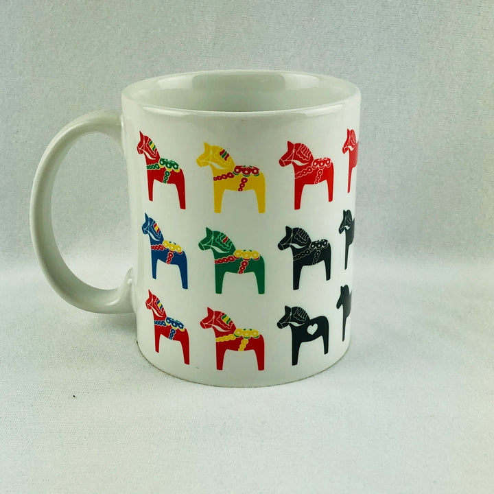 Multi color Dala horses coffee mug