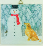 6" Ceramic Tile, Eva Melhuish, snowman & golden