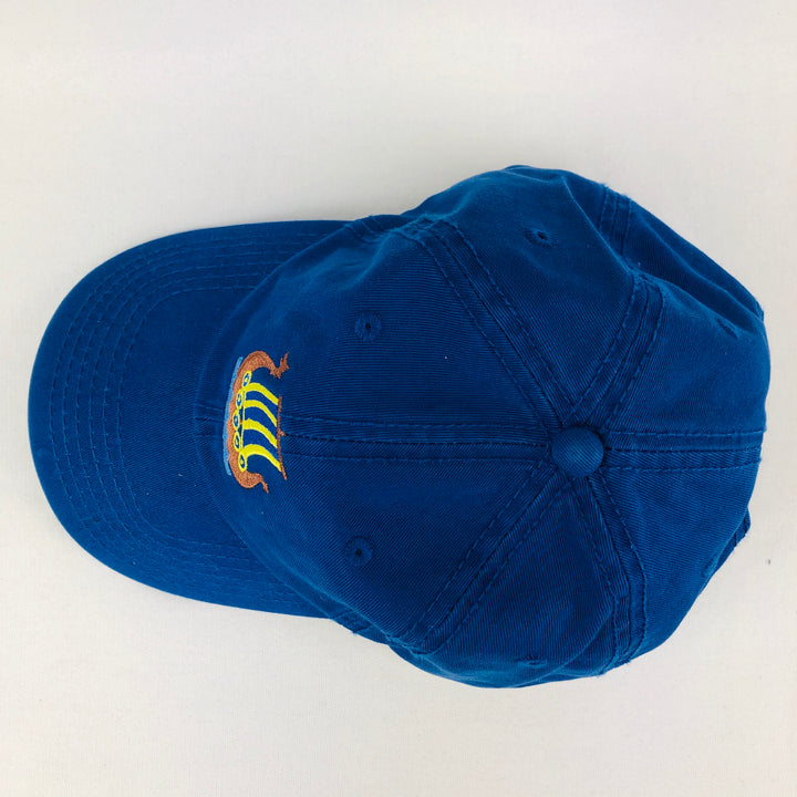 Blue/Yellow Viking ship on royal blue baseball cap