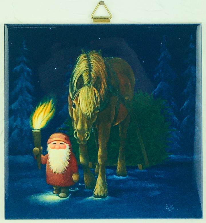 6" Ceramic Tile, Eva Melhuish Tomte & Horse