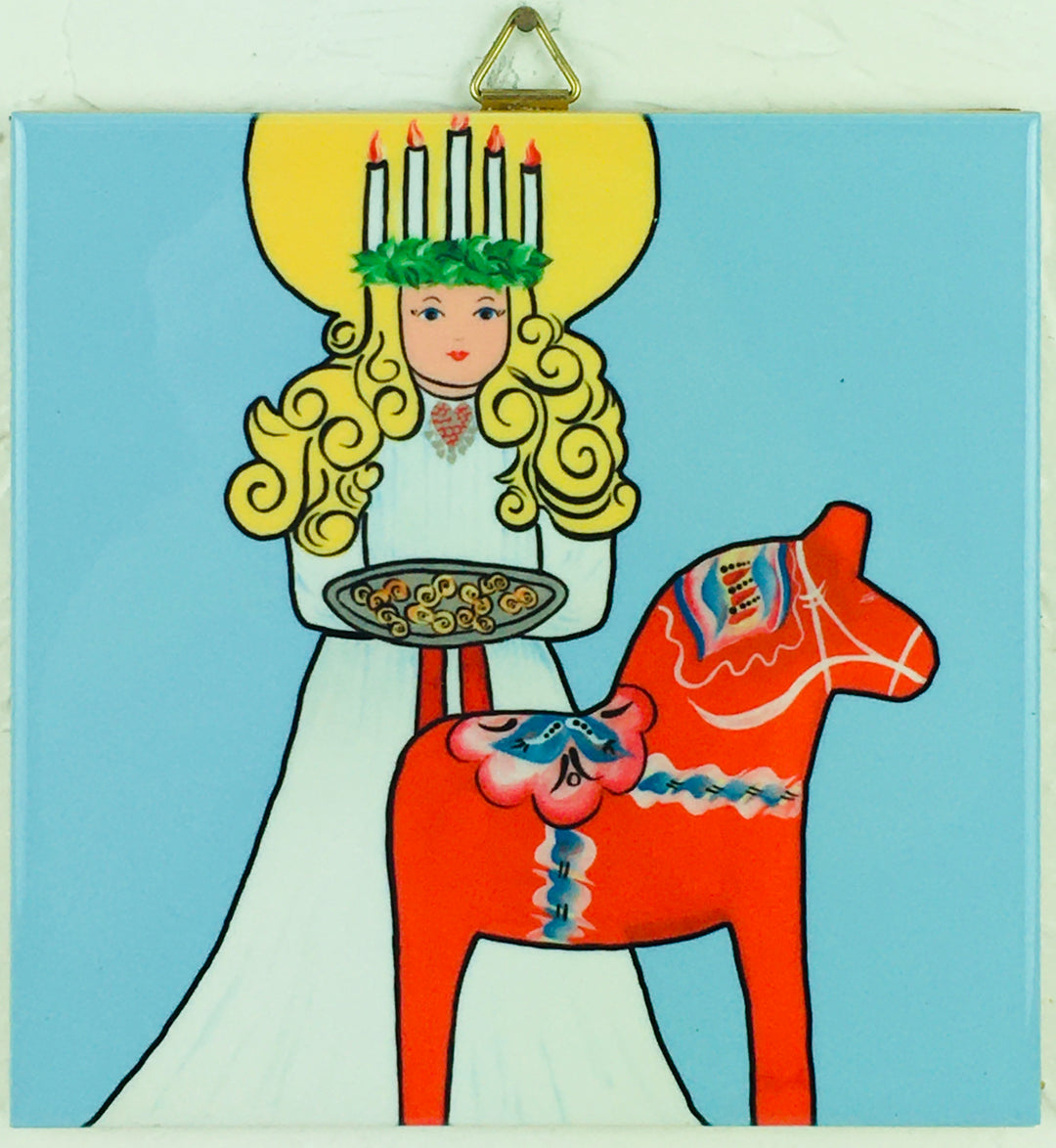 6" Ceramic tile, Lucia & Dala horse