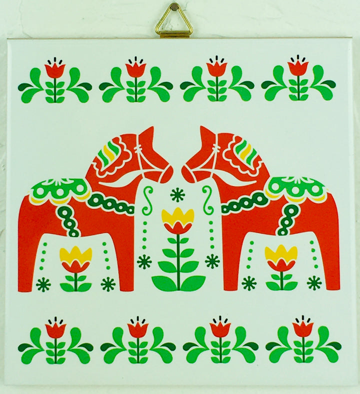 6" Ceramic Tile, Dala Horses