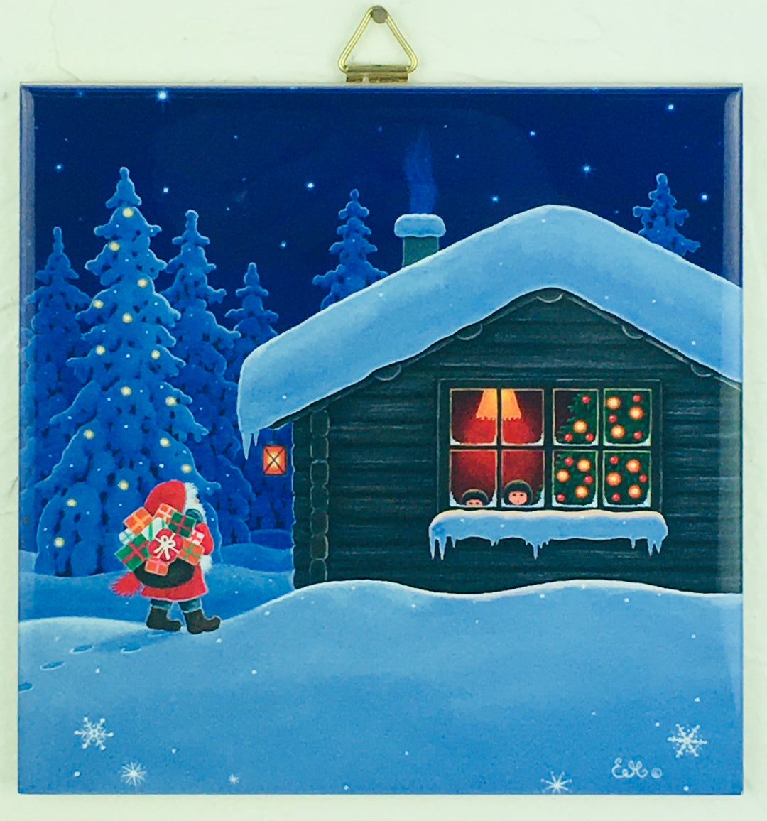 6" Ceramic Tile, Eva Melhuish Tomte delivering gifts