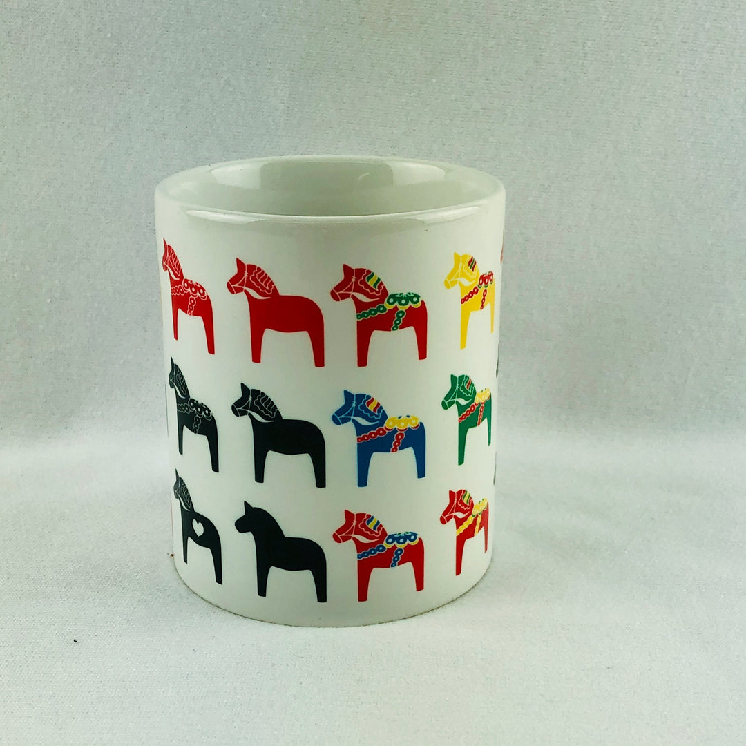 Multi color Dala horses coffee mug