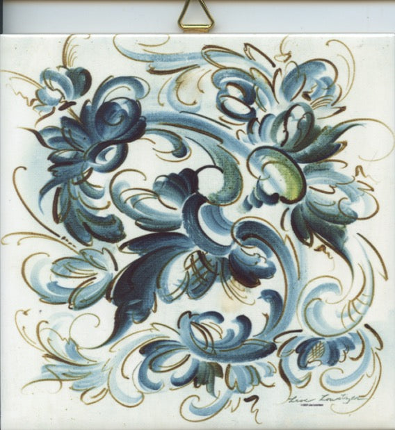 6" Ceramic Tile, Lise Lorentzen Rosemaling