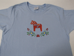 Dala horse & Flowers on Light Blue Ladies T-shirt